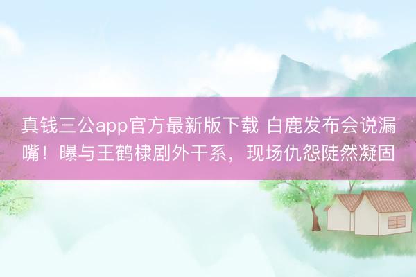 真钱三公app官方最新版下载 白鹿发布会说漏嘴！曝与王鹤棣剧外干系，现场仇怨陡然凝固