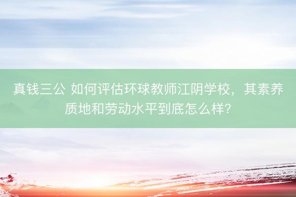 真钱三公 如何评估环球教师江阴学校，其素养质地和劳动水平到底怎么样？