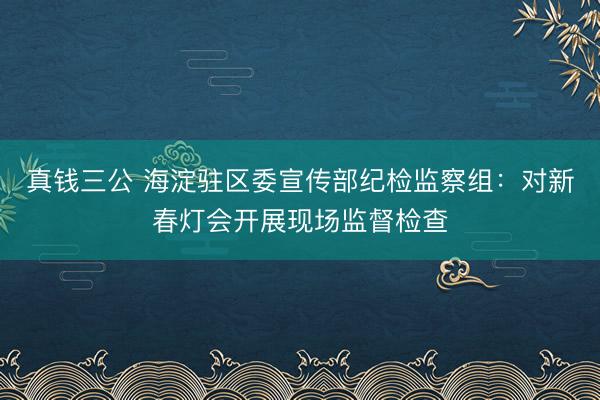 真钱三公 海淀驻区委宣传部纪检监察组：对新春灯会开展现场监督检查