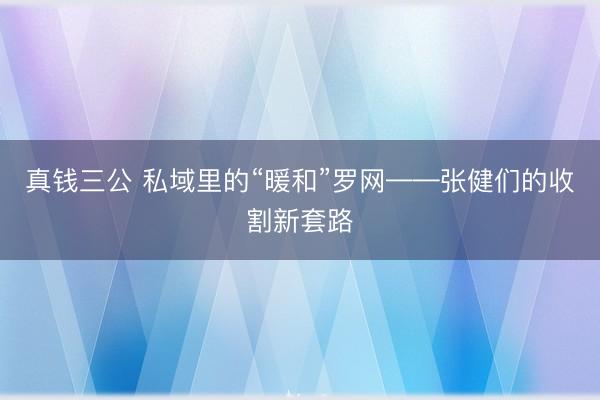 真钱三公 私域里的“暖和”罗网——张健们的收割新套路