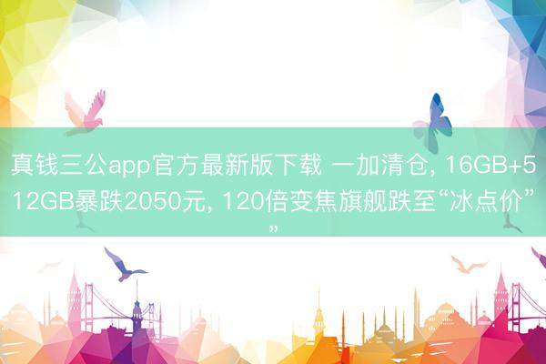 真钱三公app官方最新版下载 一加清仓， 16GB+512GB暴跌2050元， 120倍变焦旗舰跌至“冰点价”