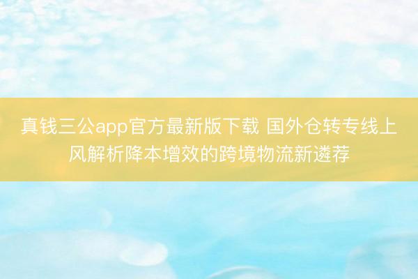 真钱三公app官方最新版下载 国外仓转专线上风解析降本增效的跨境物流新遴荐