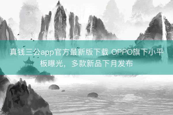 真钱三公app官方最新版下载 OPPO旗下小平板曝光，多款新品下月发布