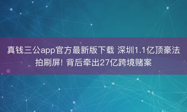 真钱三公app官方最新版下载 深圳1.1亿顶豪法拍刷屏! 背后牵出27亿跨境赌案
