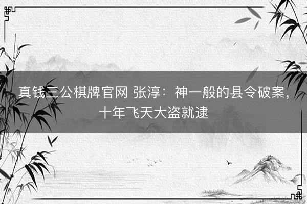 真钱三公棋牌官网 张淳：神一般的县令破案，十年飞天大盗就逮