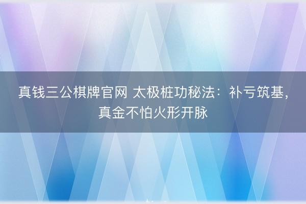真钱三公棋牌官网 太极桩功秘法：补亏筑基，真金不怕火形开脉