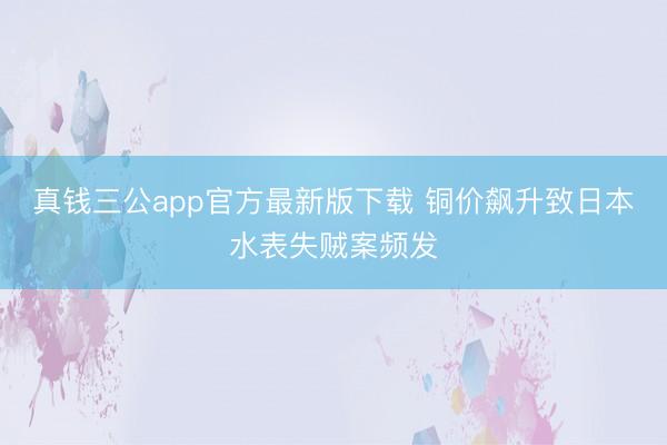 真钱三公app官方最新版下载 铜价飙升致日本水表失贼案频发
