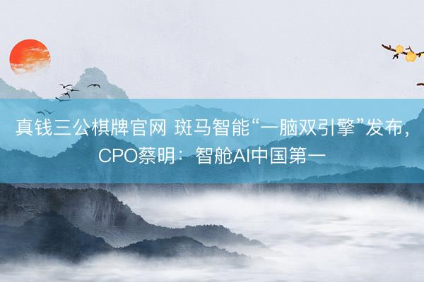 真钱三公棋牌官网 斑马智能“一脑双引擎”发布，CPO蔡明：智舱AI中国第一