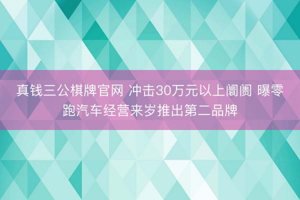 真钱三公棋牌官网 冲击30万元以上阛阓 曝零跑汽车经营来岁推出第二品牌