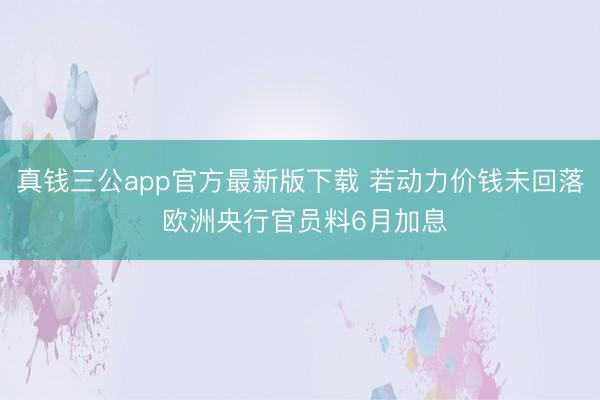 真钱三公app官方最新版下载 若动力价钱未回落 欧洲央行官员料6月加息